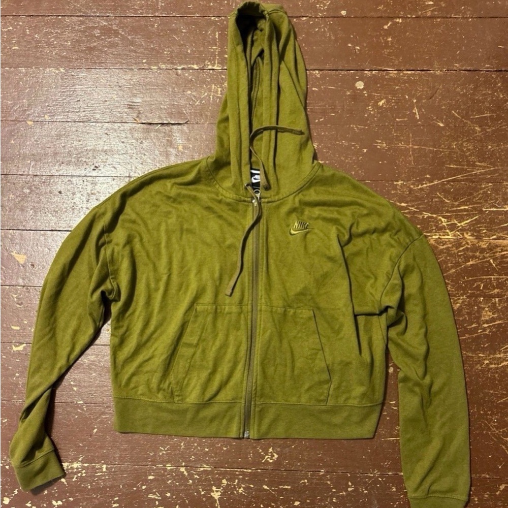 Nike Olive Zip-Up Hoodie with Hood